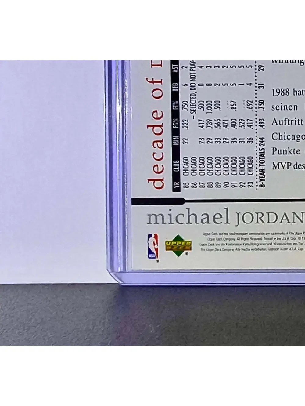 Michael Jordan 1994-95 Upper Deck Rare Air MJ Decade of Dominance #J4 Card Bulls